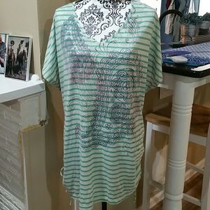 Green and gray strip blouse (BOGO)